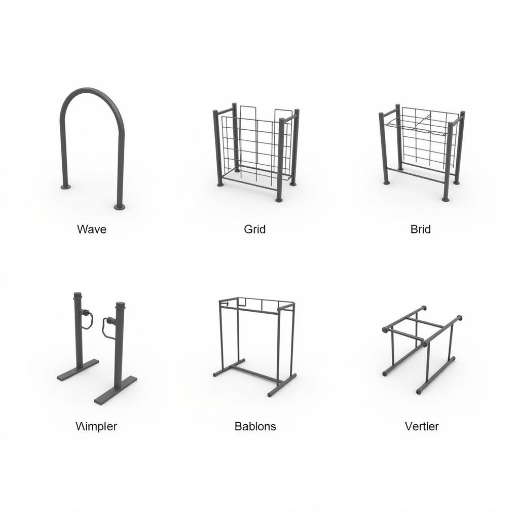 Various styles of free standing bike racks