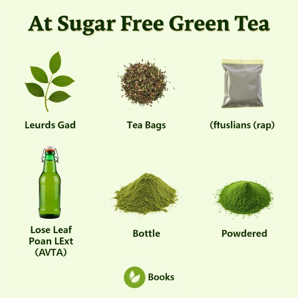 Various types of sugar-free green tea