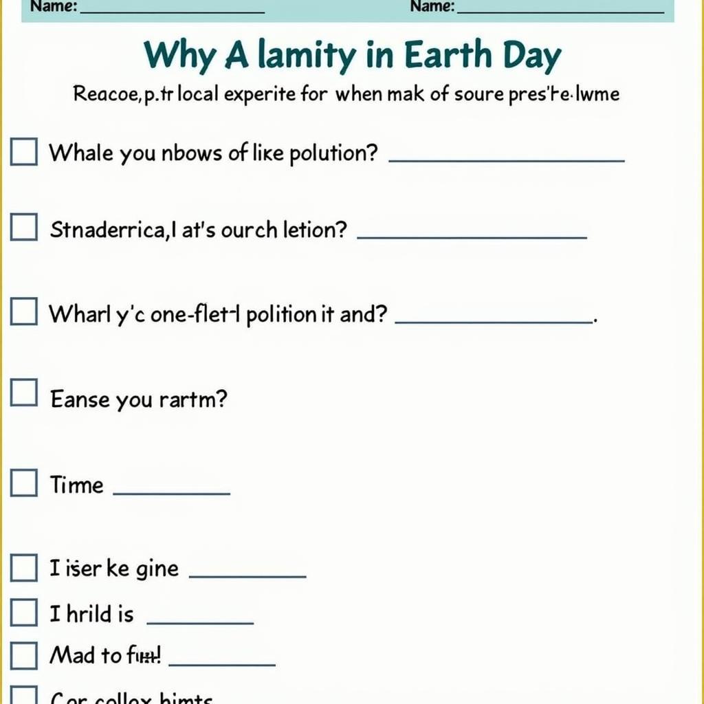 Earth Day Quiz Worksheet with Answers