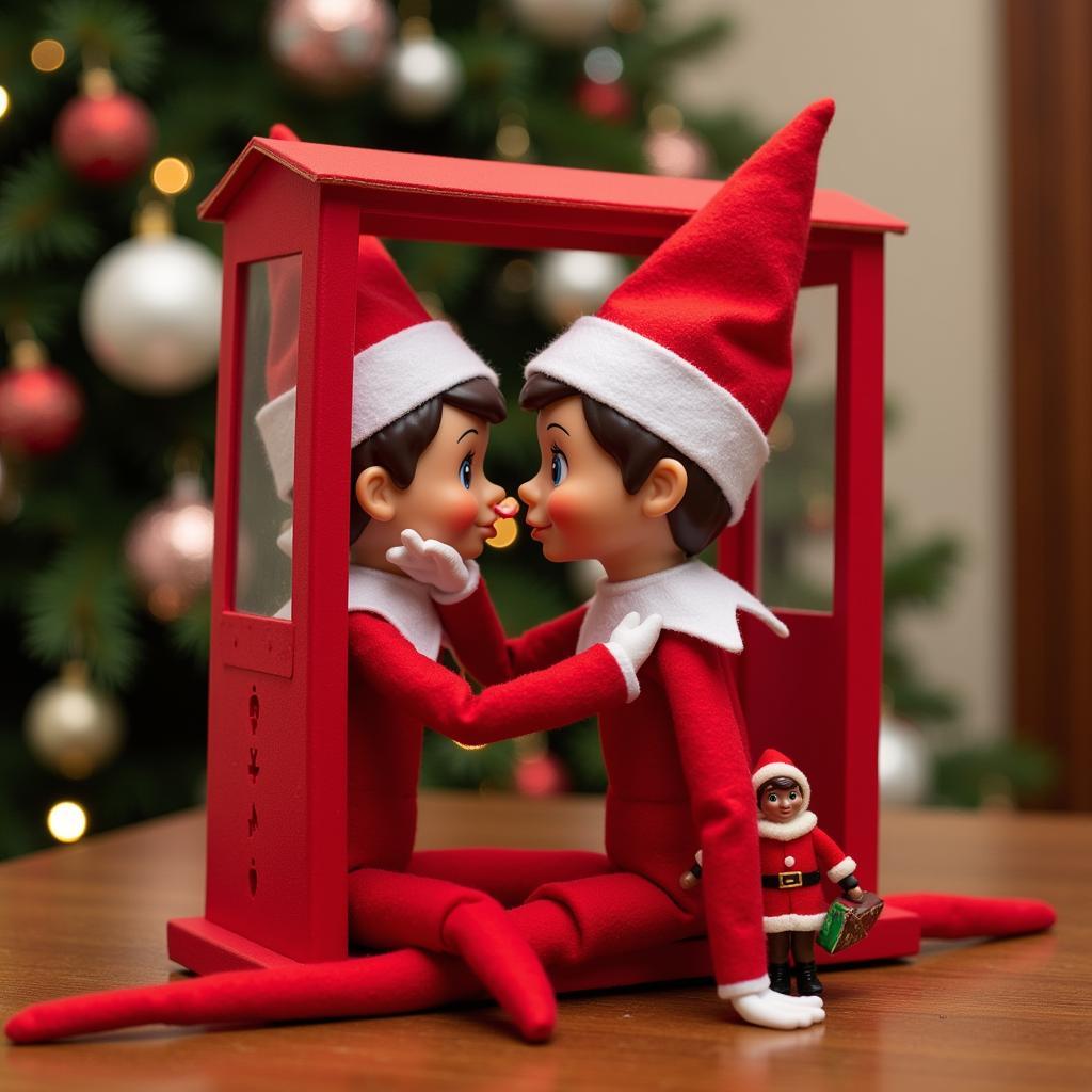 Elf on the Shelf Kissing Booth Scene