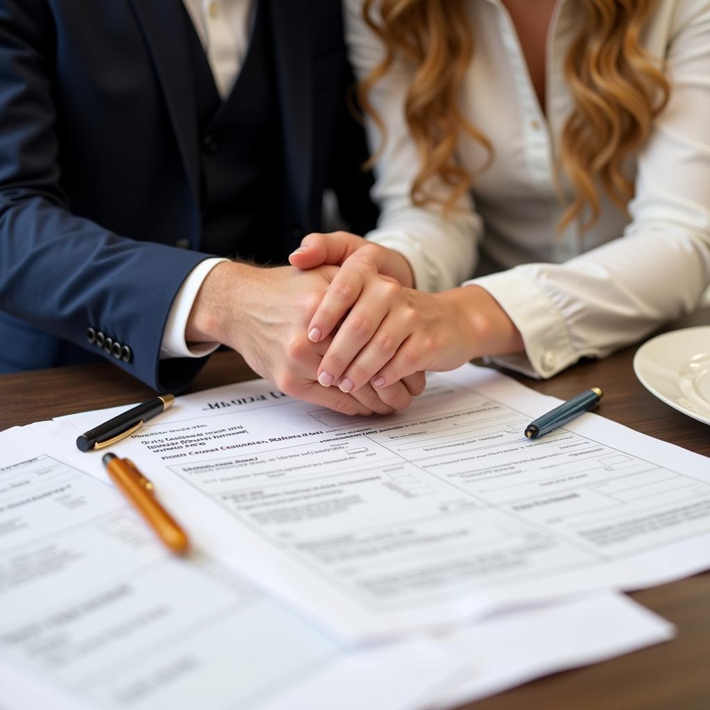 Couple reviewing elopement paperwork