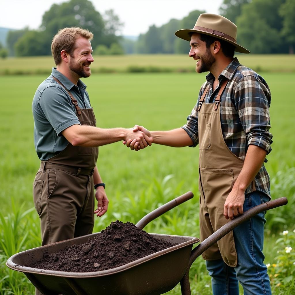 Farmer Giving Away Free Manure to a Gardener