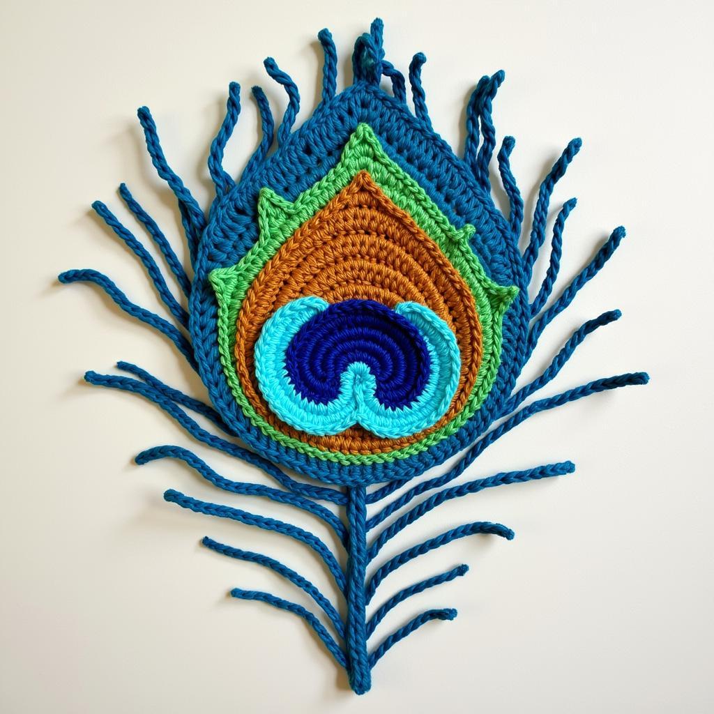 Completed Crochet Peacock Feather