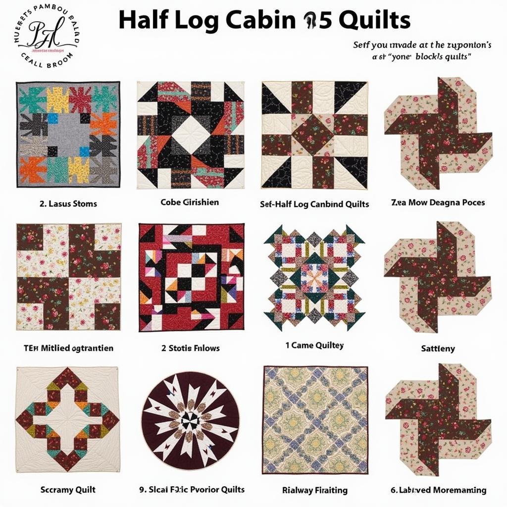 Examples of Finished Half Log Cabin Quilts in Different Styles