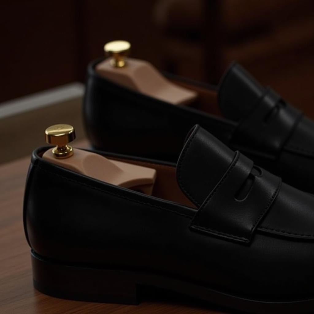 Black leather hands-free loafers perfect for formal occasions.