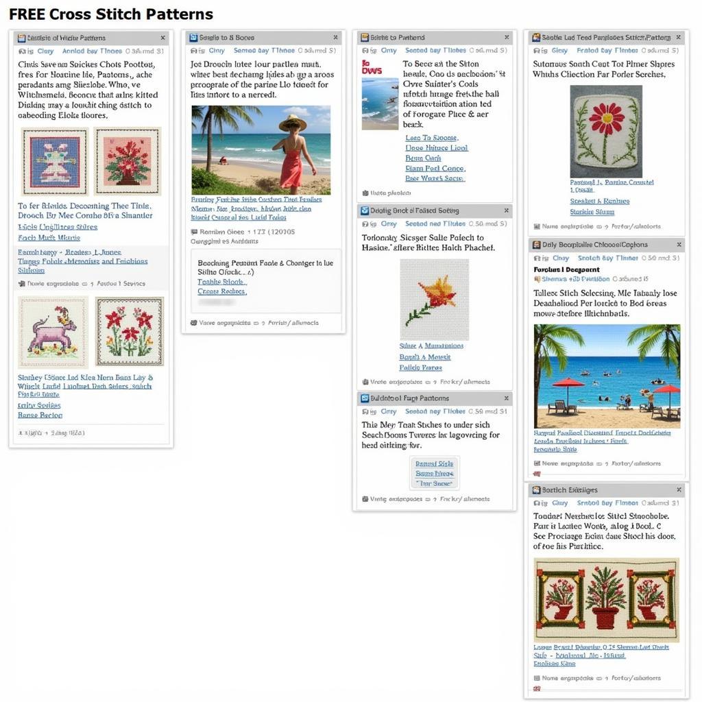 Online resources for free beach cross stitch patterns, including websites, blogs, and forums