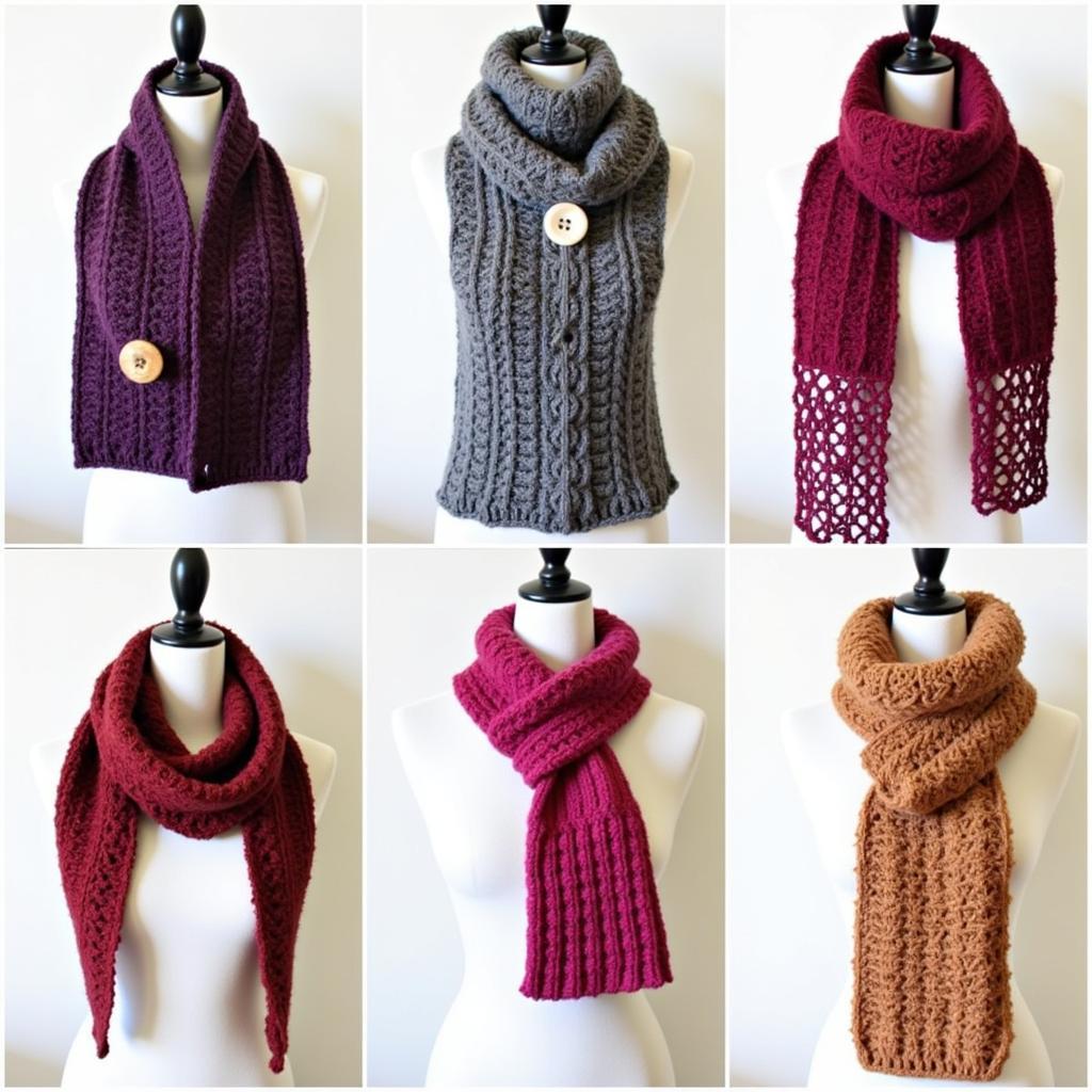 Showcase of Various Free Crochet Scarf Patterns with Buttons