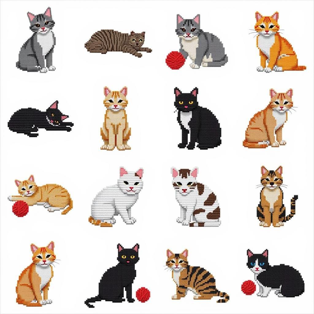 Variety of Free Cross Stitch Cat Patterns