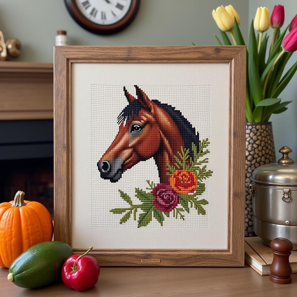 Free Cross Stitch Horse Pattern - Finished Piece