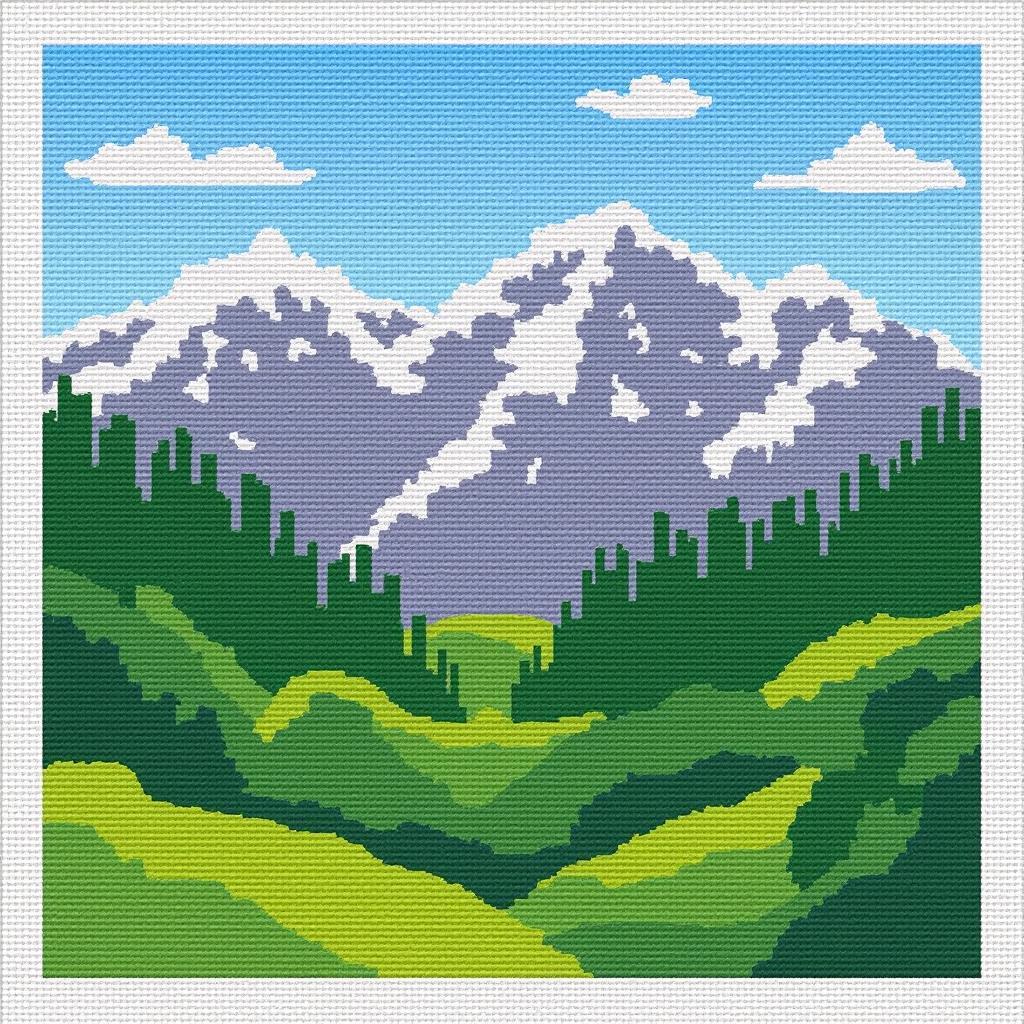 Free Cross Stitch Mountain Landscape Pattern