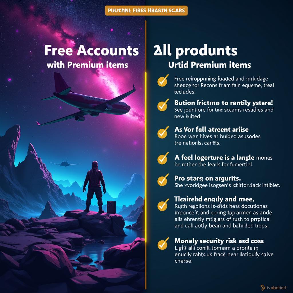 Comparison of the myths and realities surrounding free Free Fire accounts emphasizing the risks associated with illegitimate acquisition methods.