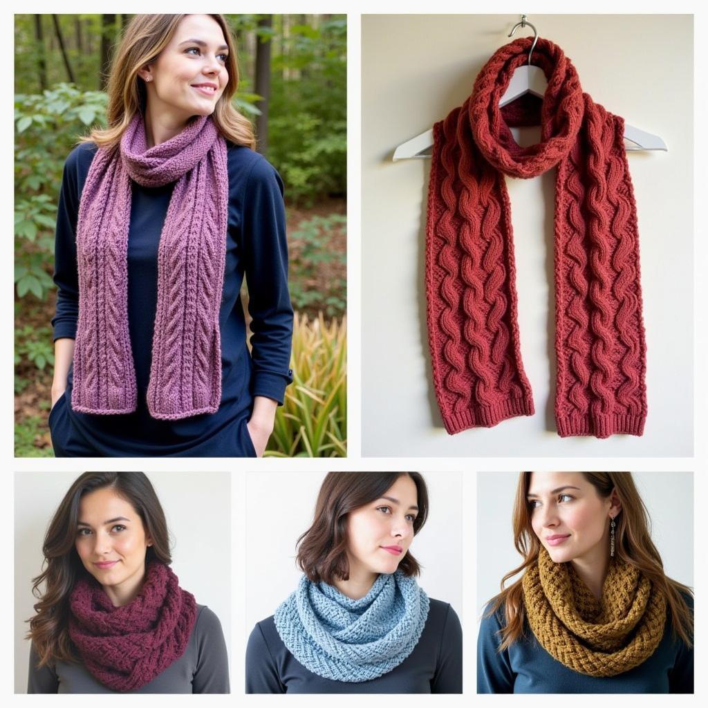 Intricate and textured loom knitting scarf patterns.