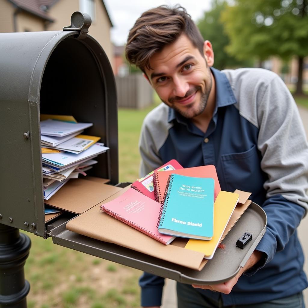 Free notebooks arriving by mail delivery.