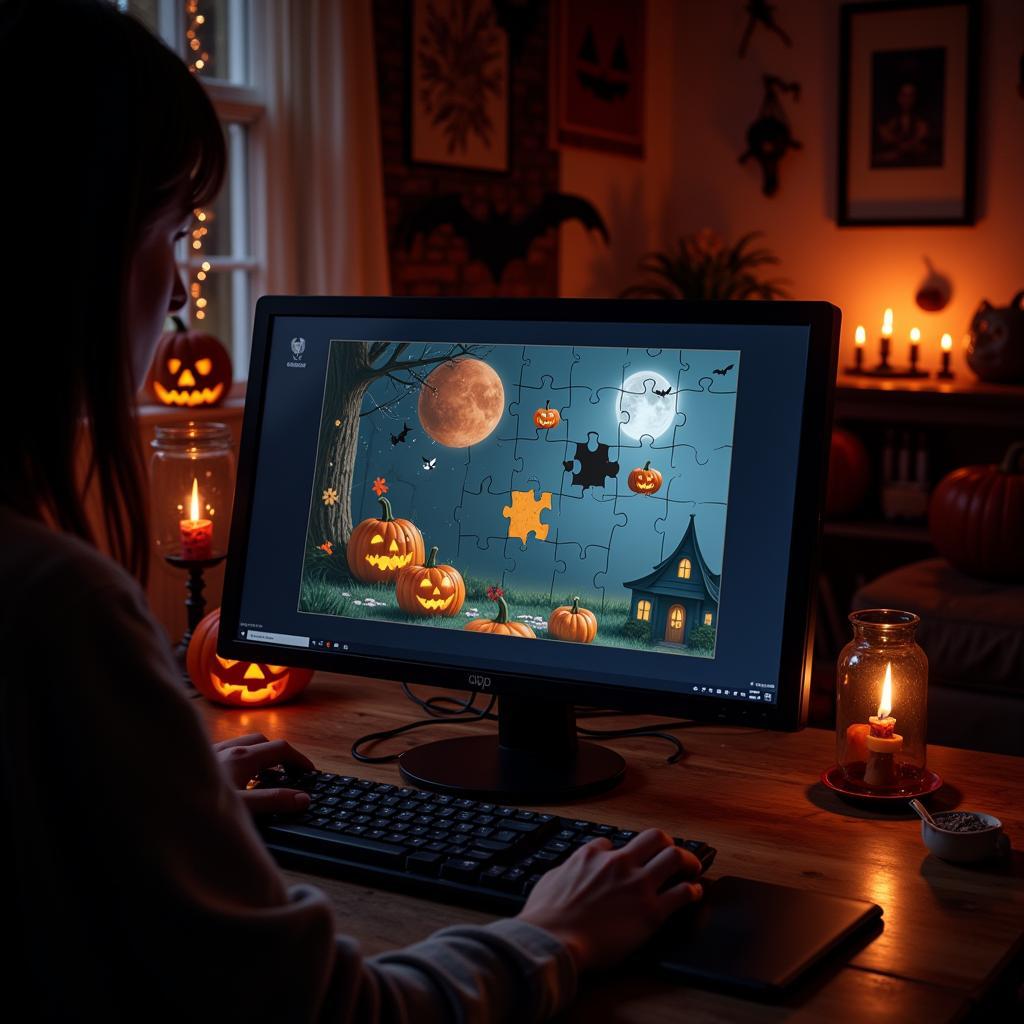 Free Online Halloween Jigsaw Puzzles with Spooky Background