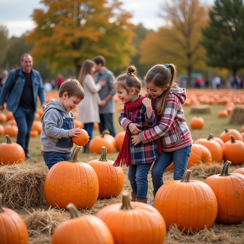 Family at a Free Pumpkin Patch