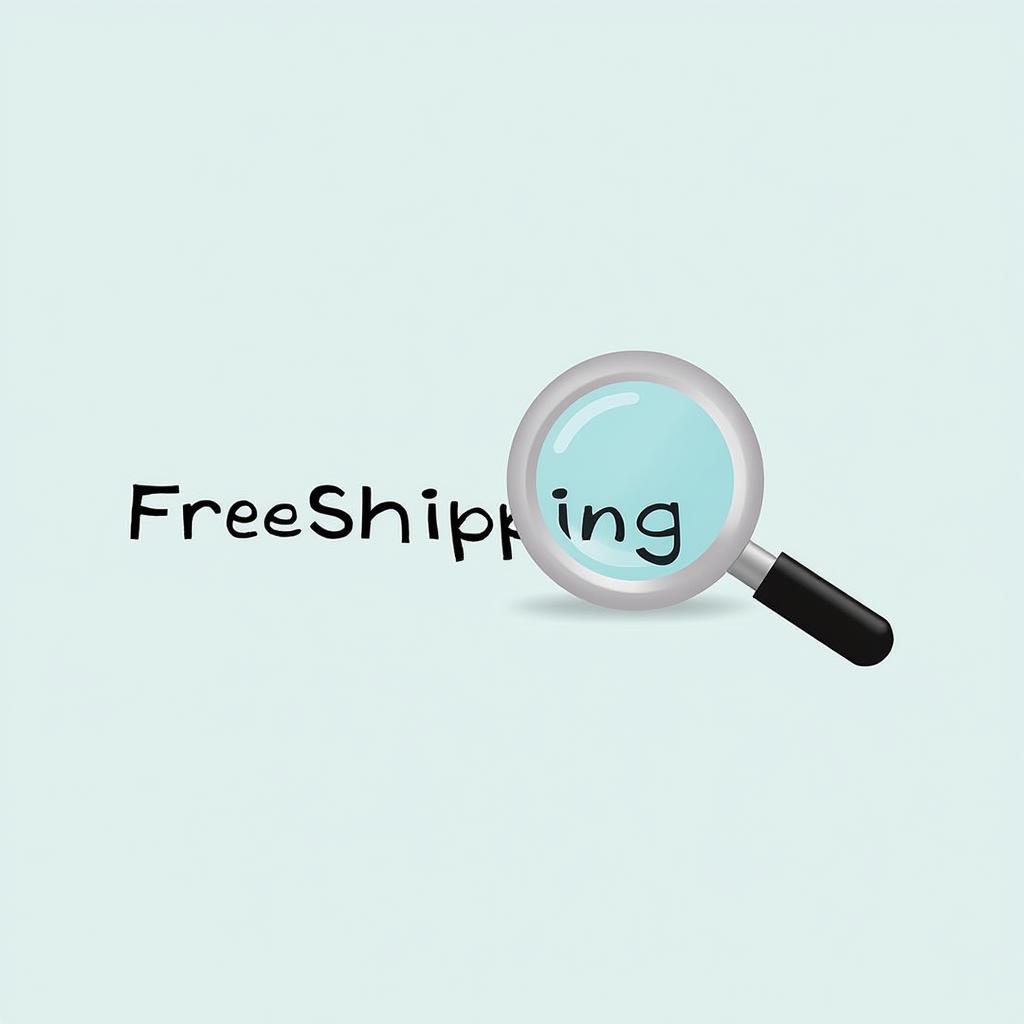 A magnifying glass over the words "Free Shipping"