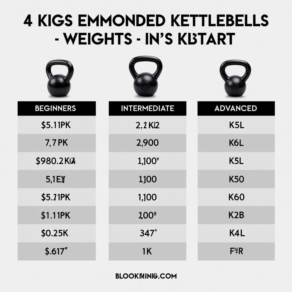 Free Shipping Kettlebell Weight Chart