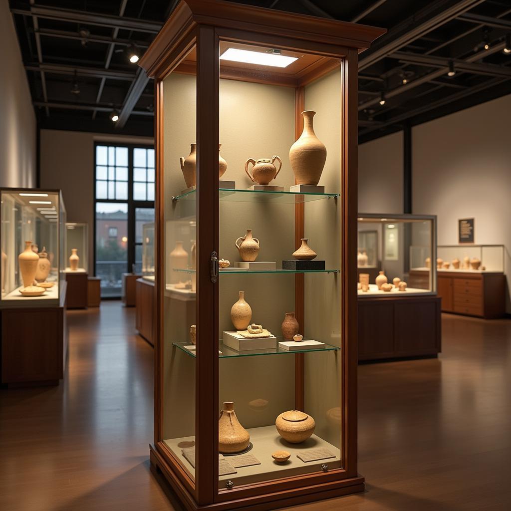 Free Standing Display Case with Museum Artifacts