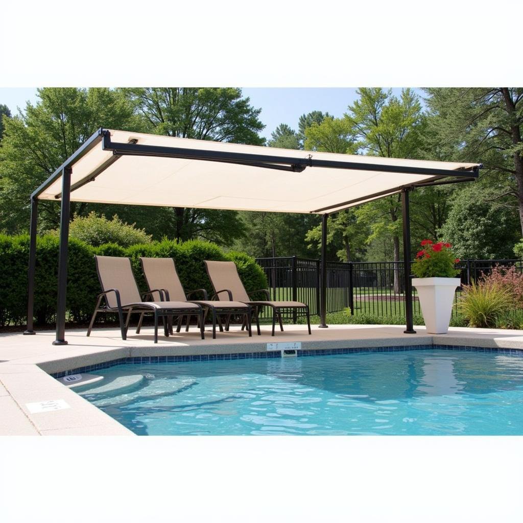 Free Standing Patio Awning Providing Shade by the Pool