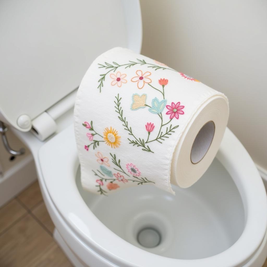 Free Toilet Paper Embroidery Designs with Floral Pattern