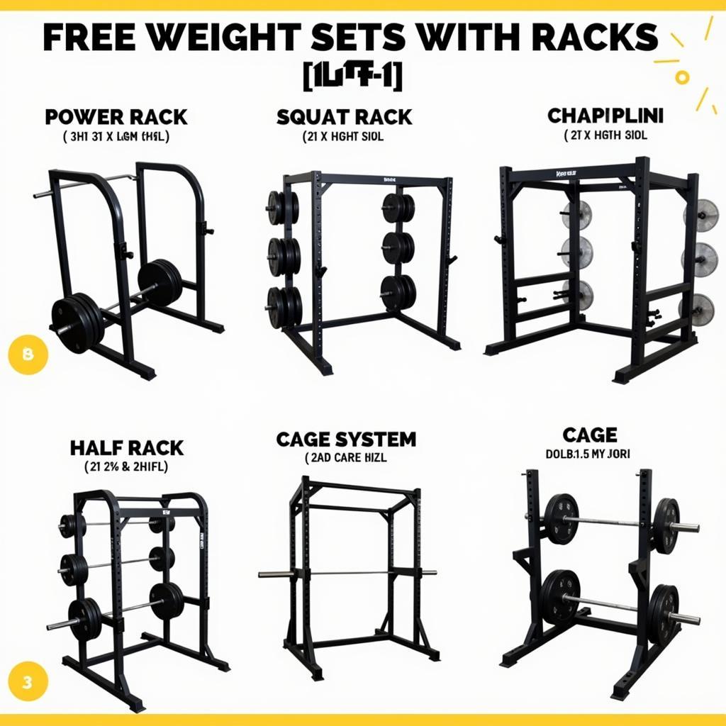 Different Types of Free Weight Sets with Rack