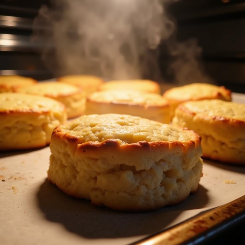 Gluten-free biscuits baking in the oven