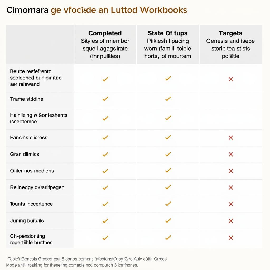 Genesis Workbook Comparison Chart