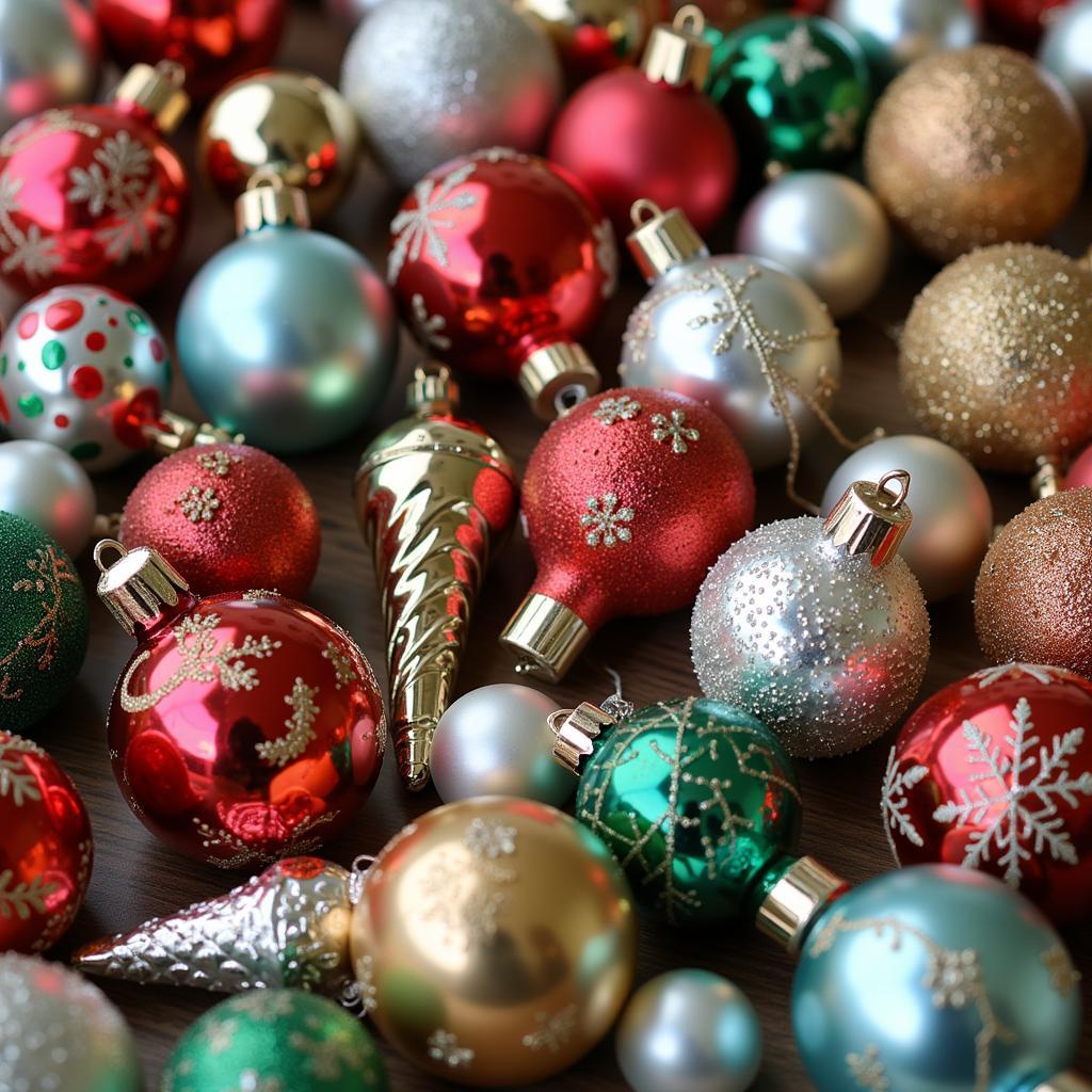 Elegant glass and ceramic glitter-free ornaments on display