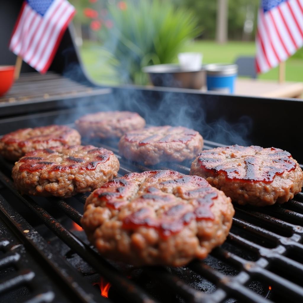 Gluten-Free Burgers Grilling on a Barbecue