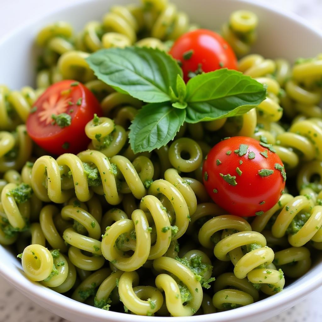 Gluten Free Cavatappi with Pesto Sauce