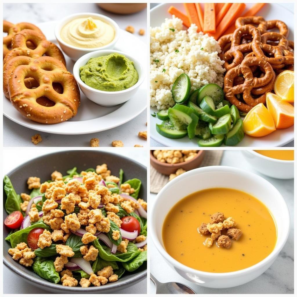 Various ways to enjoy organic gluten-free pretzels, including with dips, in salads, and as a topping.