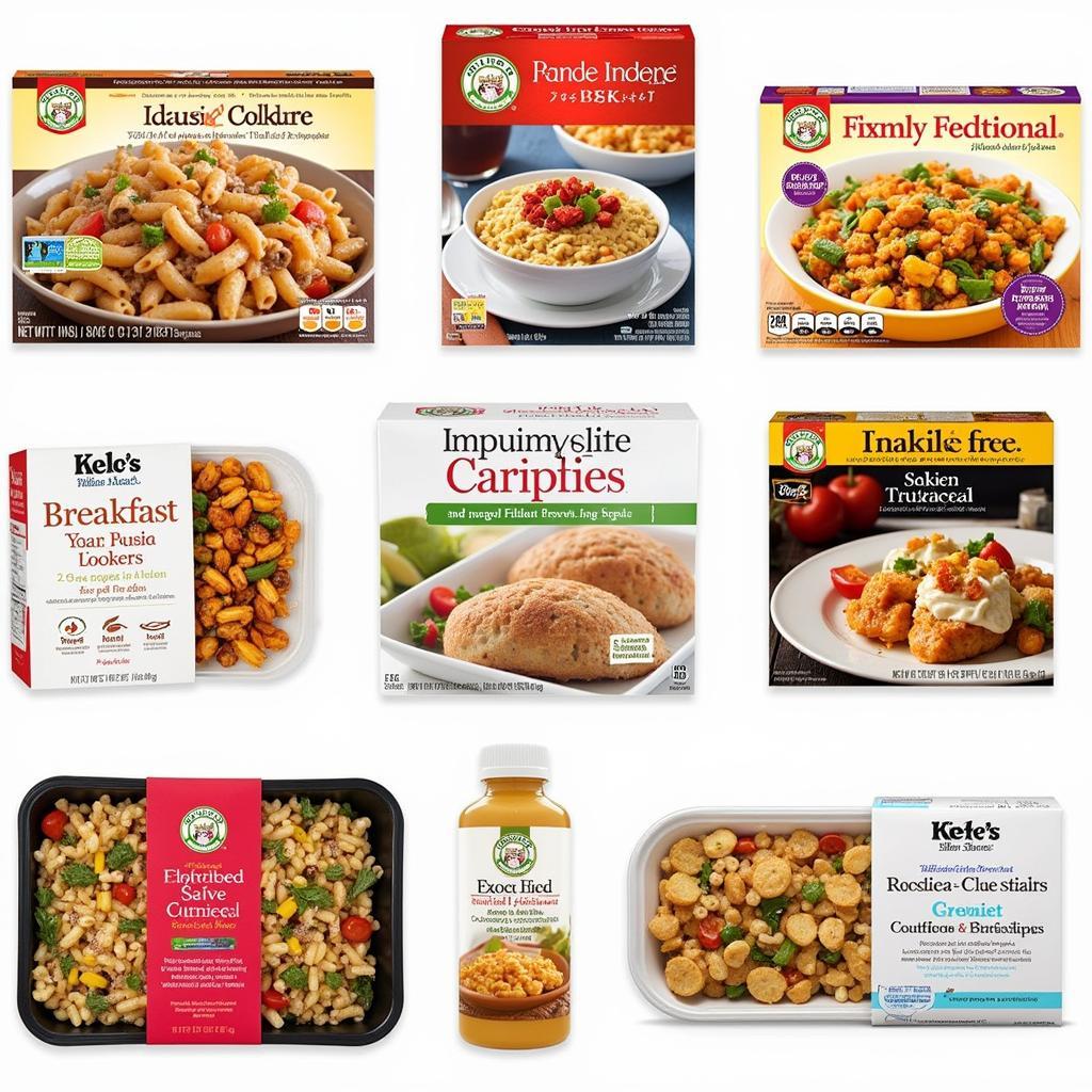 A variety of gluten free ready to eat meals on display, showcasing different cuisines and packaging options.