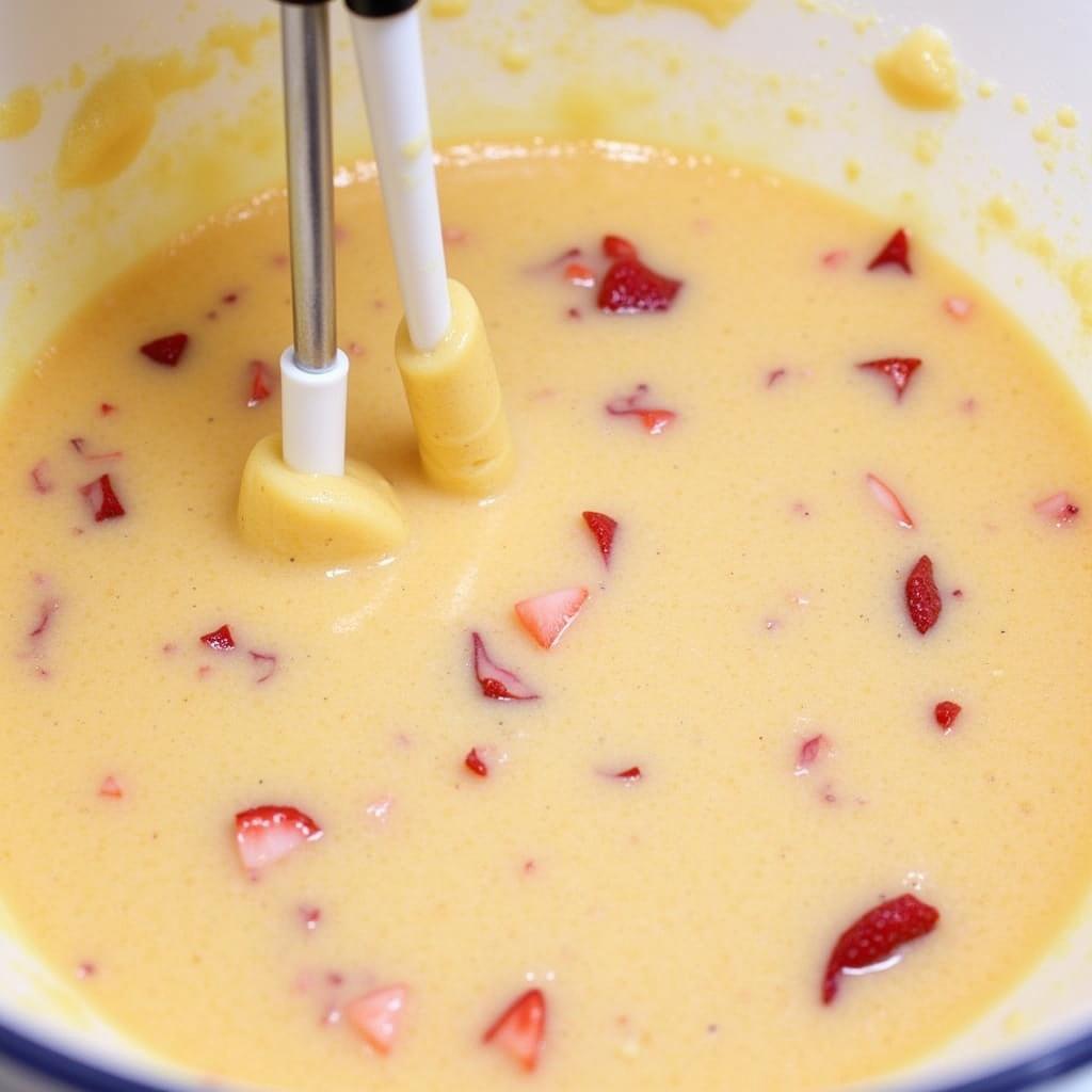 Mixing Gluten-Free Strawberry Rhubarb Muffin Batter