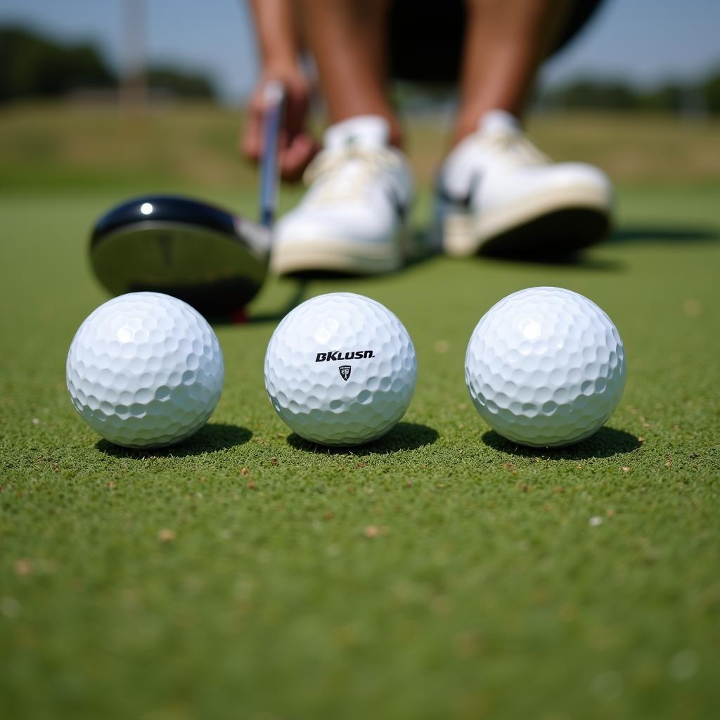 Golfer Trying Free Golf Balls on Putting Green