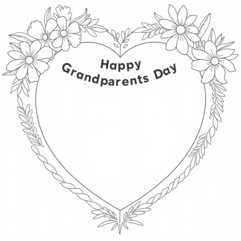 Grandparents Day coloring sheet with floral design