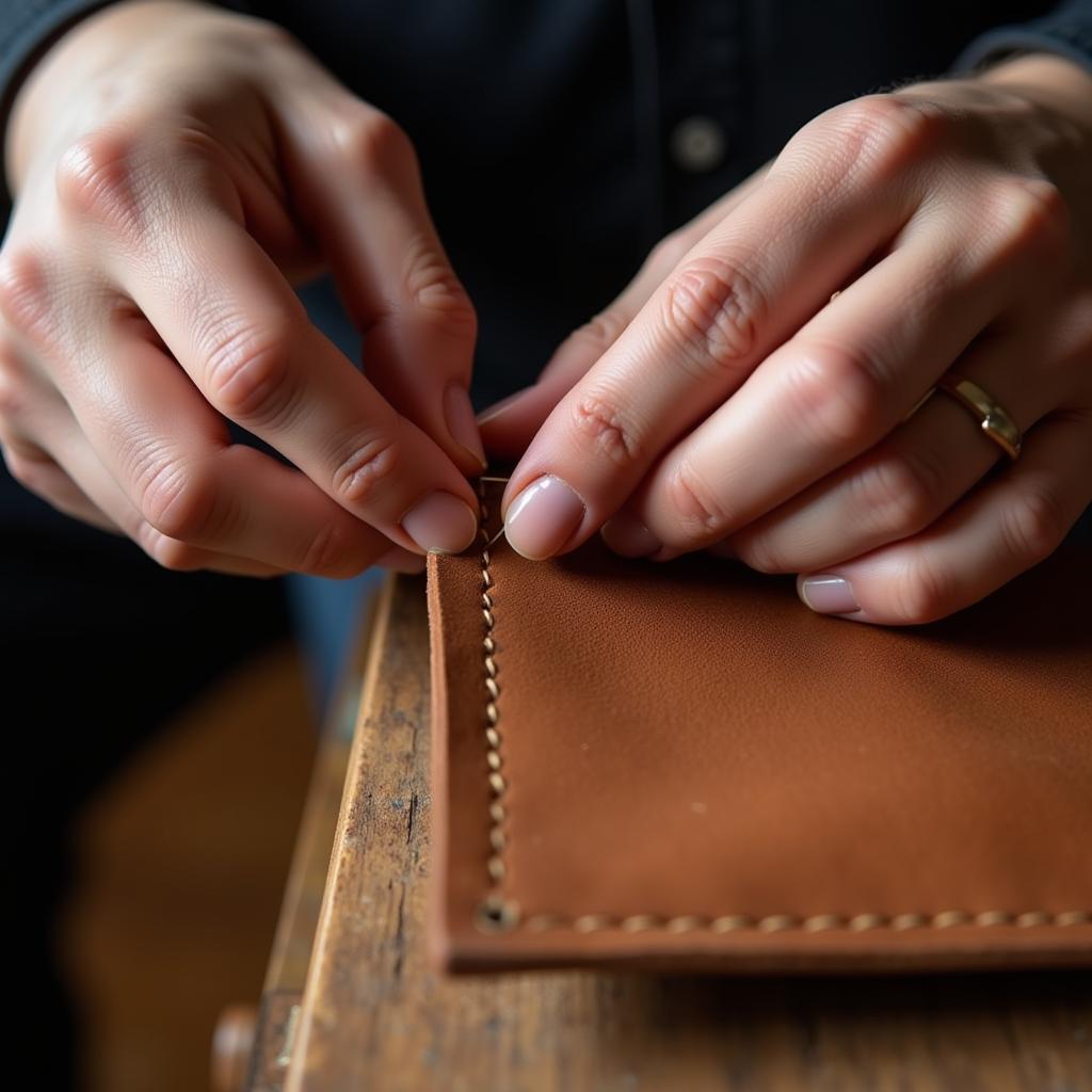 Hand Stitching a Leather Pouch