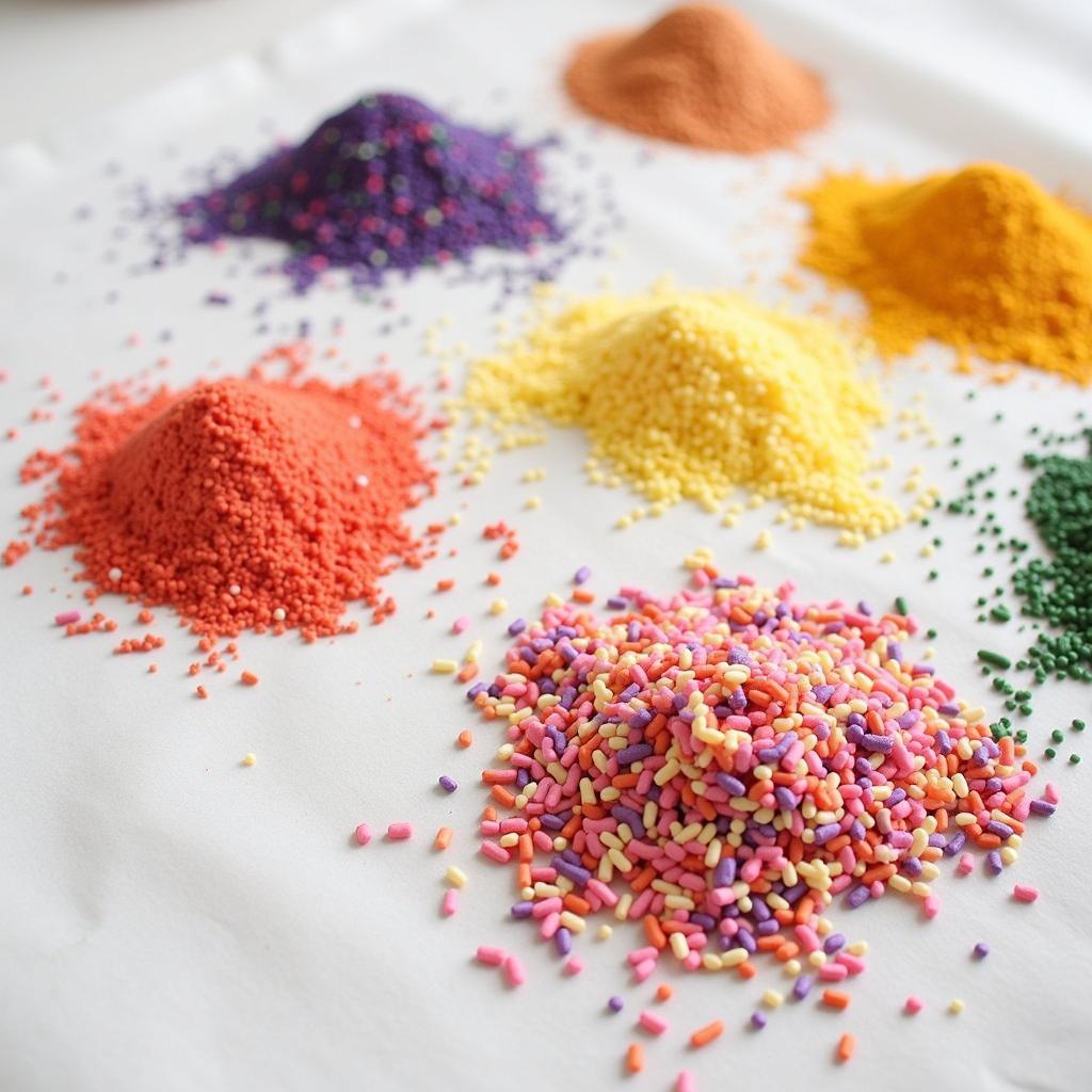 Homemade allergen-free sprinkles in various colors