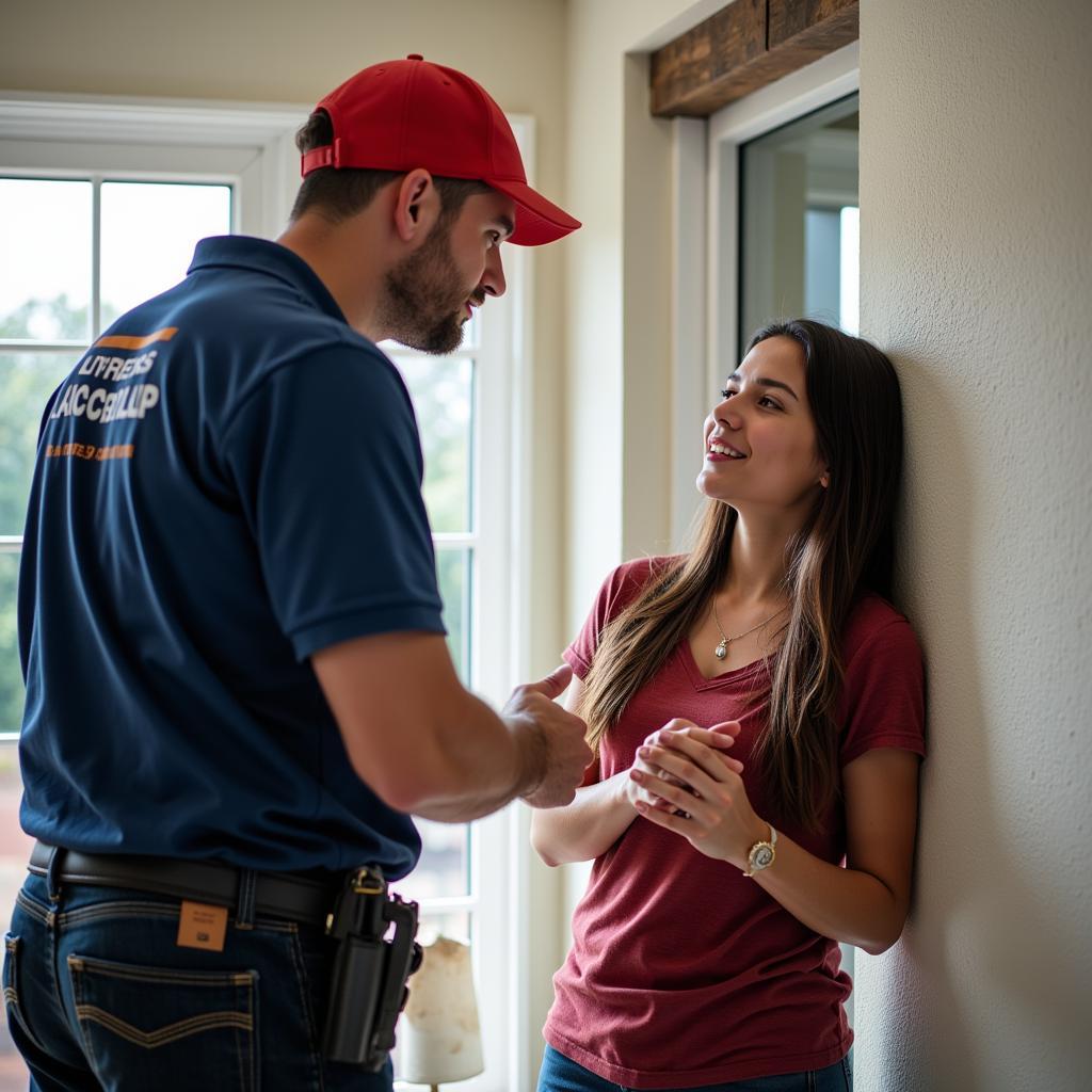 Homeowner engaging with HVAC technician during a free AC check