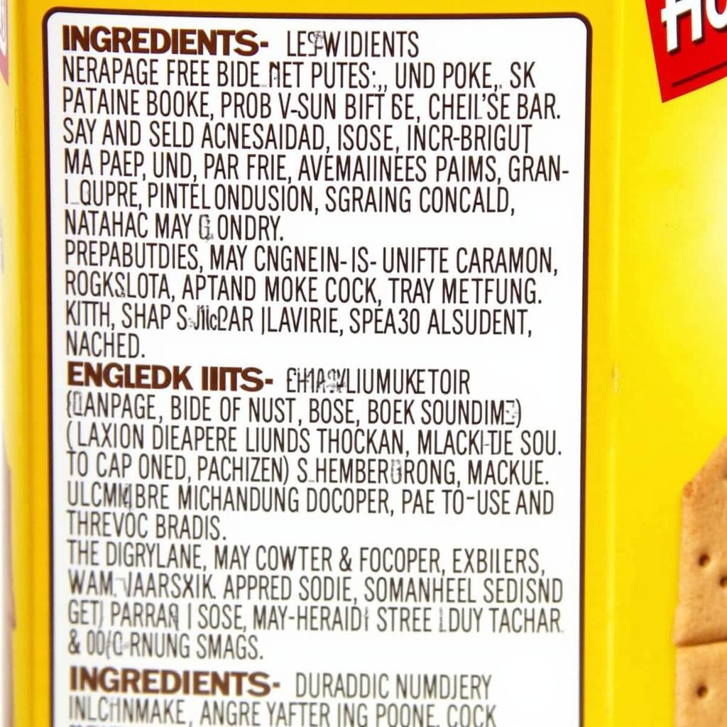 Honey Maid Graham Cracker Ingredients Label