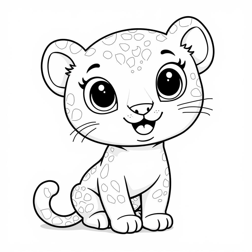 Playful Jaguar Cub Coloring Page for Kids