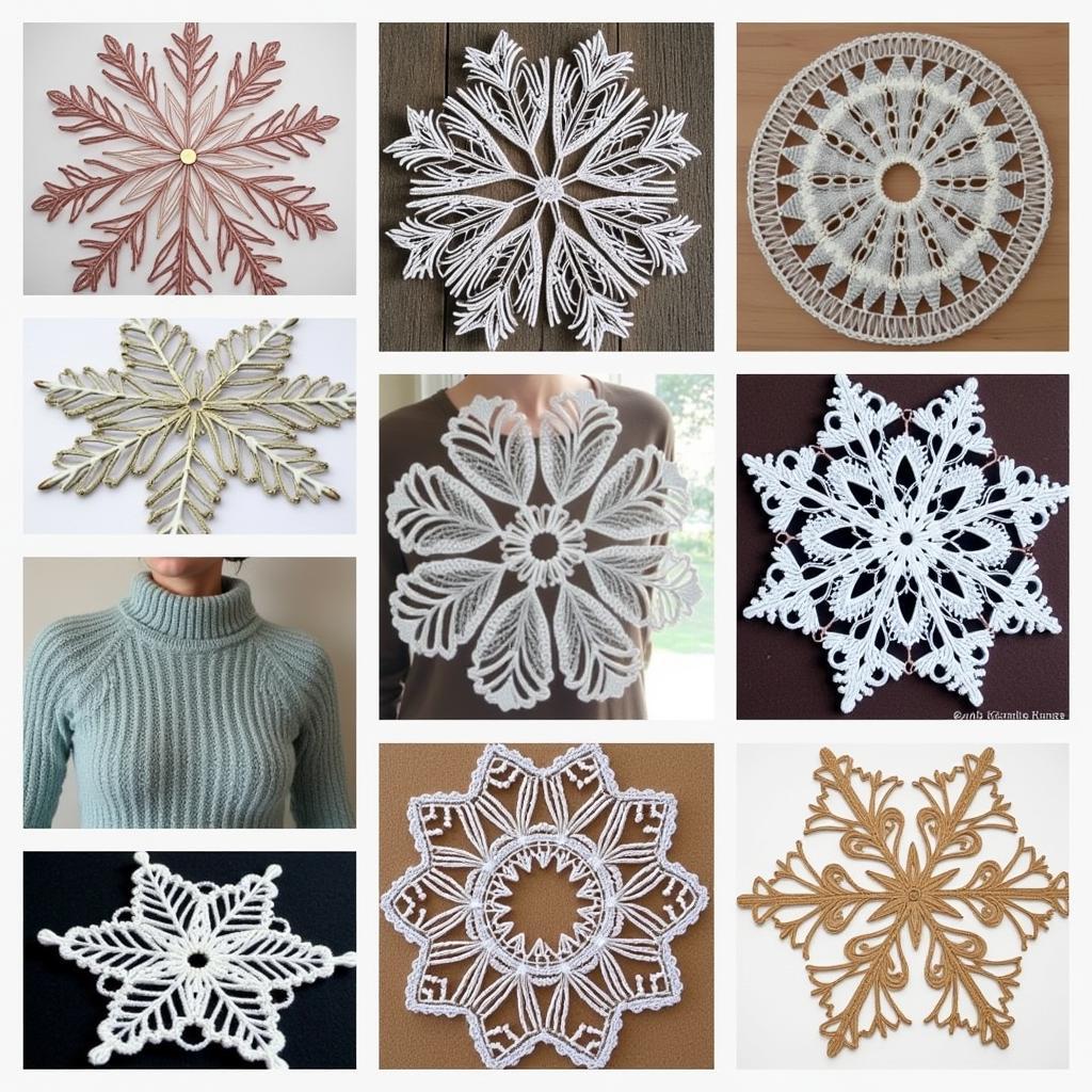 Variety of Knitted Snowflake Patterns