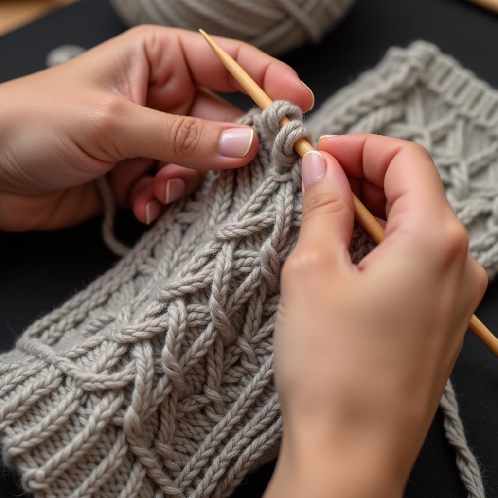 Knitting a dog sweater in progress