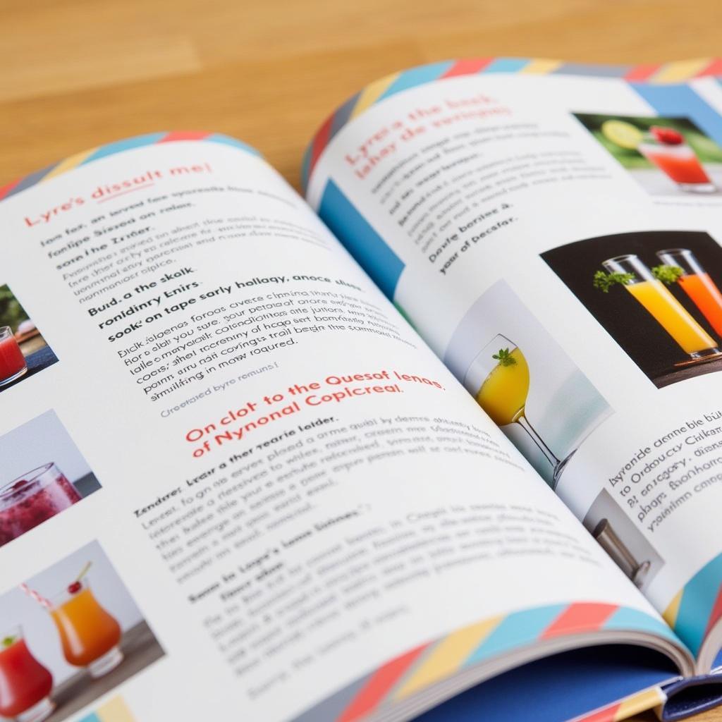 Open Recipe Book Showcasing Lyre's Cocktail Recipes