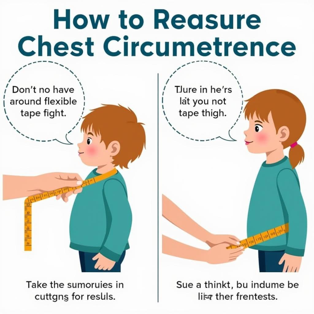 Measuring a child's chest circumference for a knitted sweater using a tape measure.