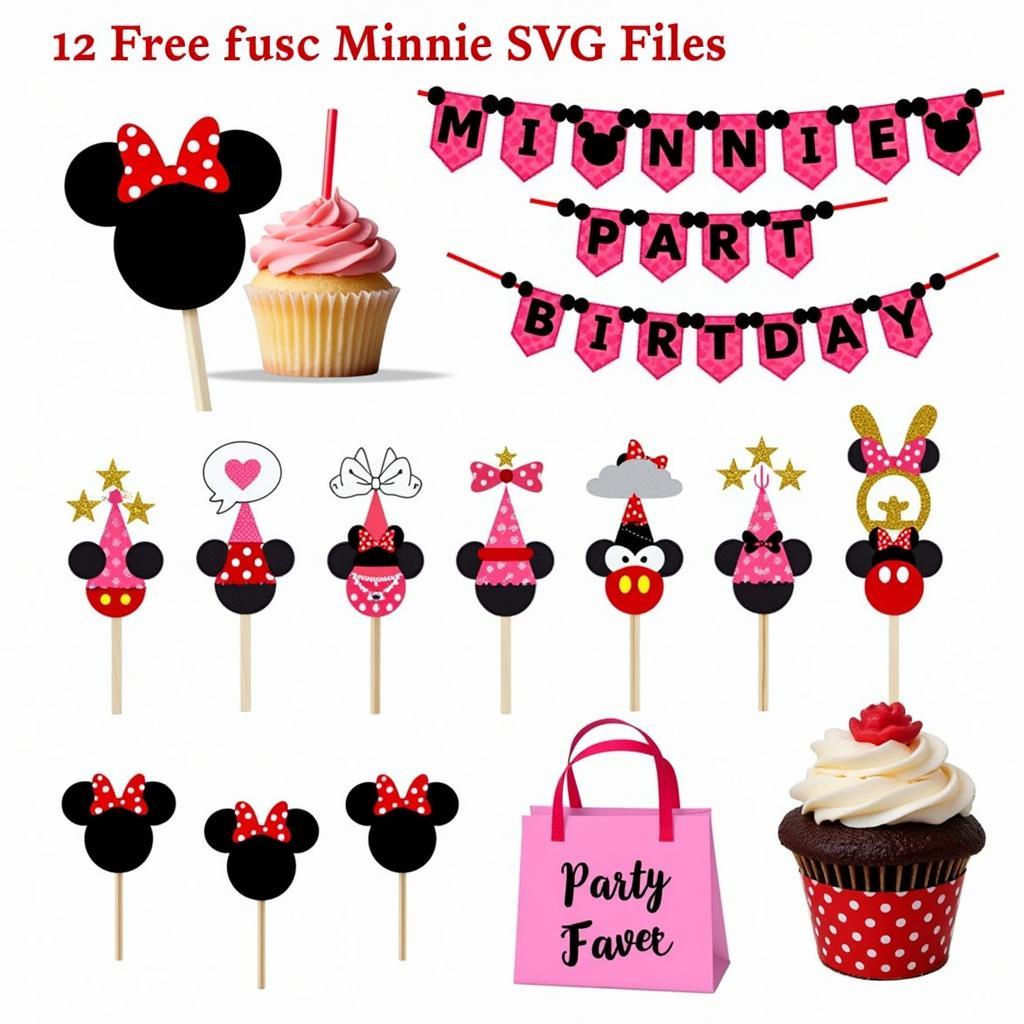 Minnie Mouse Themed Party Decorations using Free SVGs