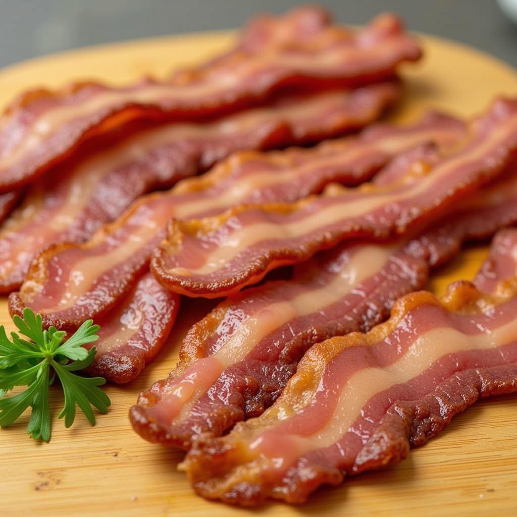 Nitrate-Free Bacon on a Cutting Board