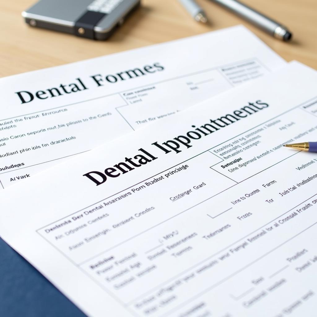 Organized Dental Forms and Insurance Card