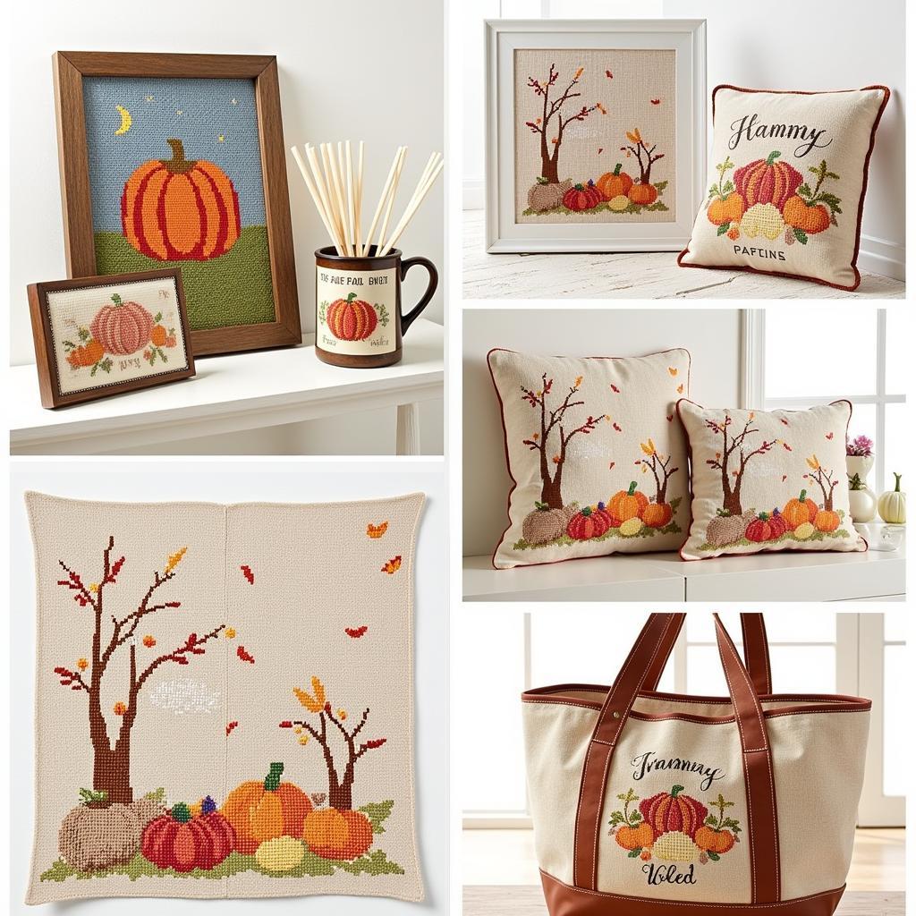 Personalized Autumn Cross Stitch Decorations