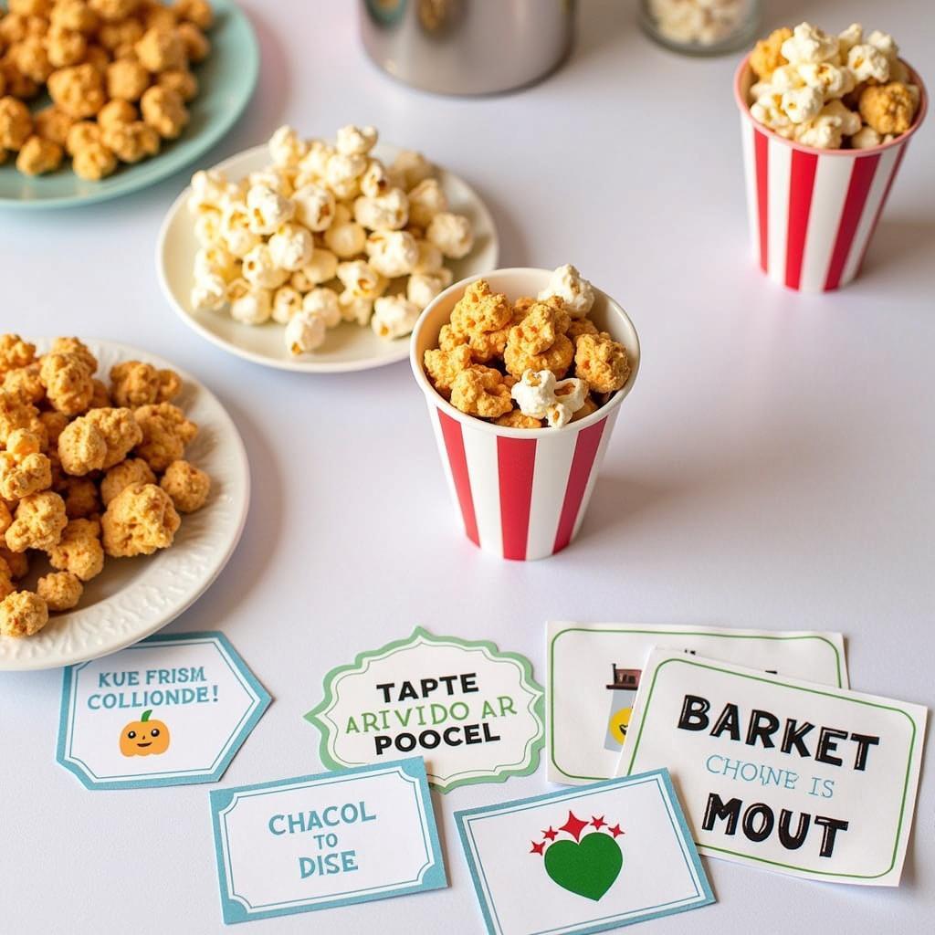 Finished Popcorn Treats with Printables