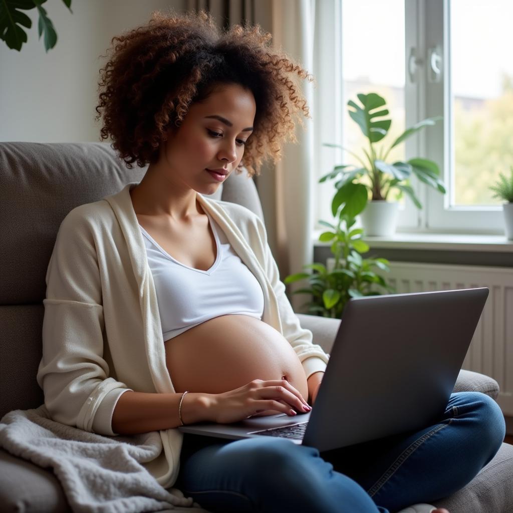 Pregnant Woman Researching Options